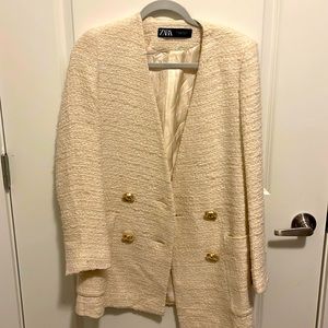 Zara cream color quilt blazer jacket, size -XS